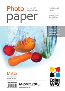 Kontoritarbed ColorWay  Matte Photo Paper, 50 sheets, A4, 190 g/m² 