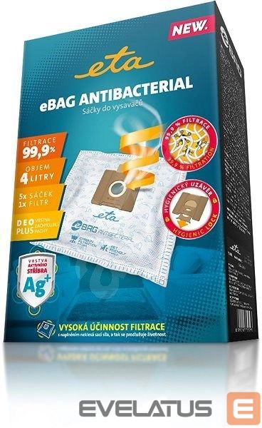 Аксессуар для пылесосов ETA Vacuum cleaner bags Antibacterial 960068020 Suitable for all , Gallet bagged vacuum cleaners and others (the list attached), Number of bags 5 + microfilter 155x145 mm