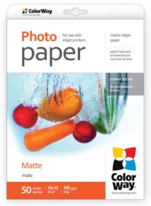 Kontoritarbed ColorWay  Matte Photo Paper, 50 sheets, 10x15, 190 g/m² 