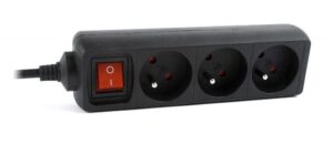 Cable EnerGenie  EG-PSU3F-01 UPS power strip, 3 FR sockets, 10 A, C14 plug, 0.6 m cable, black  0.6 m 