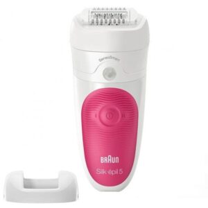 Epilator Braun  Epilator Silk-épil 5 SE5500 Operating time (max) 30 min Bulb lifetime (flashes) Not applicable Number of power levels 1 Wet & Dry White/Pink 