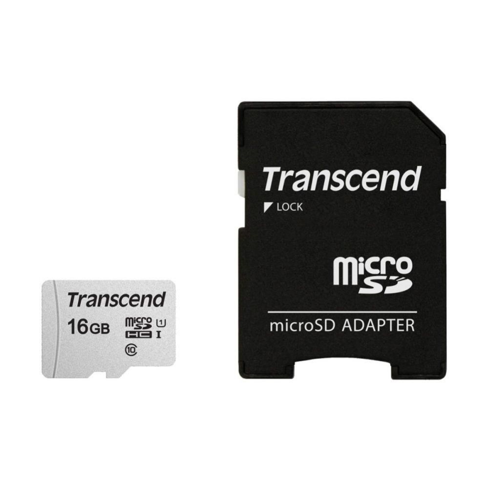 Muu arvutitarvik Transcend MEMORY MICRO SDHC 16GB W/ADAP/C10 TS16GUSD300S-A