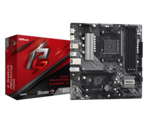 AMD protsessori emaplaat Asrock  Mainboard||AMD B550|SAM4|MicroATX|1xPCI-Express 3.0 1x|1xPCI-Express 3.0 4x|2xM.2|1xPCI-Express 4.0 16x|Memory DDR4|Memory slots 4|1xHDMI|1xDisplayPort|2xAudio-In|1xAudio-Out|2xUSB 2.0|4xUSB 3.2|1xPS/2|1xRJ45|B550MPHANTOMGAMING4 