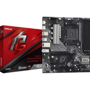 AMD protsessori emaplaat Asrock  Mainboard||AMD B550|SAM4|MicroATX|1xPCI-Express 3.0 1x|1xPCI-Express 3.0 4x|2xM.2|1xPCI-Express 4.0 16x|Memory DDR4|Memory slots 4|1xHDMI|1xDisplayPort|2xAudio-In|1xAudio-Out|2xUSB 2.0|4xUSB 3.2|1xPS/2|1xRJ45|B550MPHANTOMGAMING4 