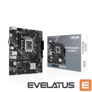 Pamatplate Intel procesorsiem Asus  Mainboard||Intel H610|LGA1700|Micro-ATX|Memory DDR5|Memory slots 2|1xPCI-Express 3.0 1x|1xPCI-Express 4.0 16x|1xM.2|1x15pin D-sub|1xHDMI|4xUSB 2.0|2xUSB 3.2|1xPS/2|1xRJ45|3xAudio port|PRIMEH610M-K 