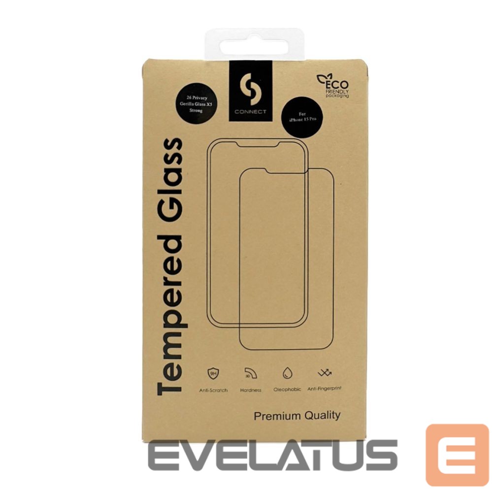 Aizsargstikls Connect Apple iPhone 17 / 16 Pro Corning Gorilla Glass Anti-Static 3D Full Cover 5X Stronger