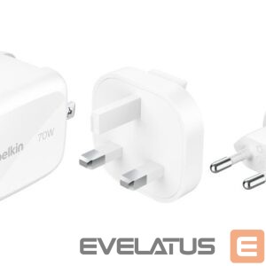 Adaptrid Belkin  BOOSTCHARGE 70w 2C1A Wall Charger with interchangable plug tips UK, EU, US White