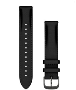 Siksniņa Garmin  Quick Release Bands (18 mm) Black leather, brushed slate hardware 