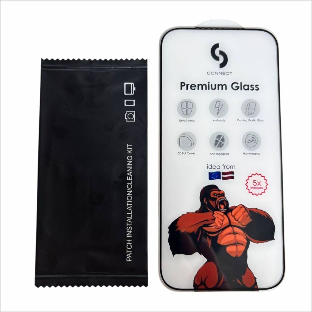 Aizsargstikls Connect Xiaomi Poco X7 2.5D Full Cover Japan Glue Glass Anti-Static Stronger Black