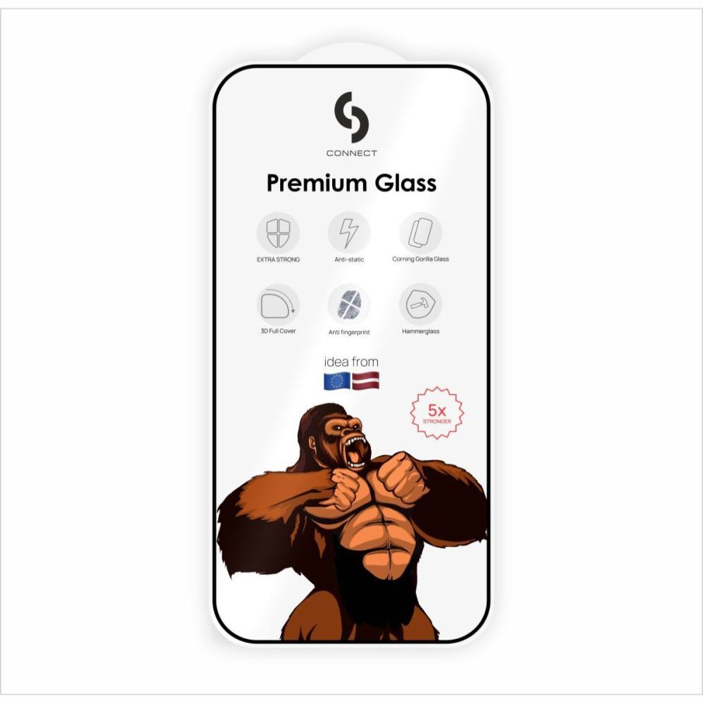 Aizsargstikls Connect Xiaomi Poco X7 2.5D Full Cover Japan Glue Glass Anti-Static Stronger Black