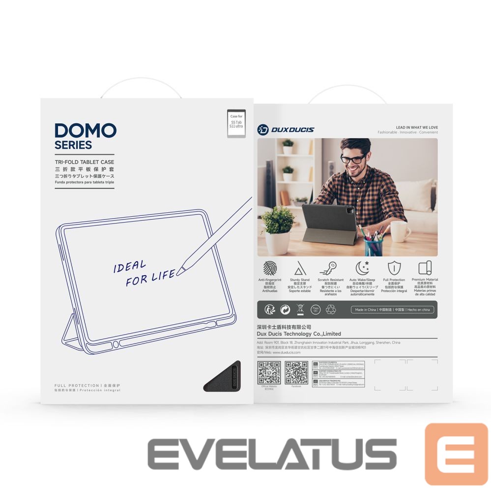 Kaaned Dux Ducis Samsung Galaxy Tab S11 Ultra Domo Series Tri-fold Stand PU Leather Tablet Cover Black