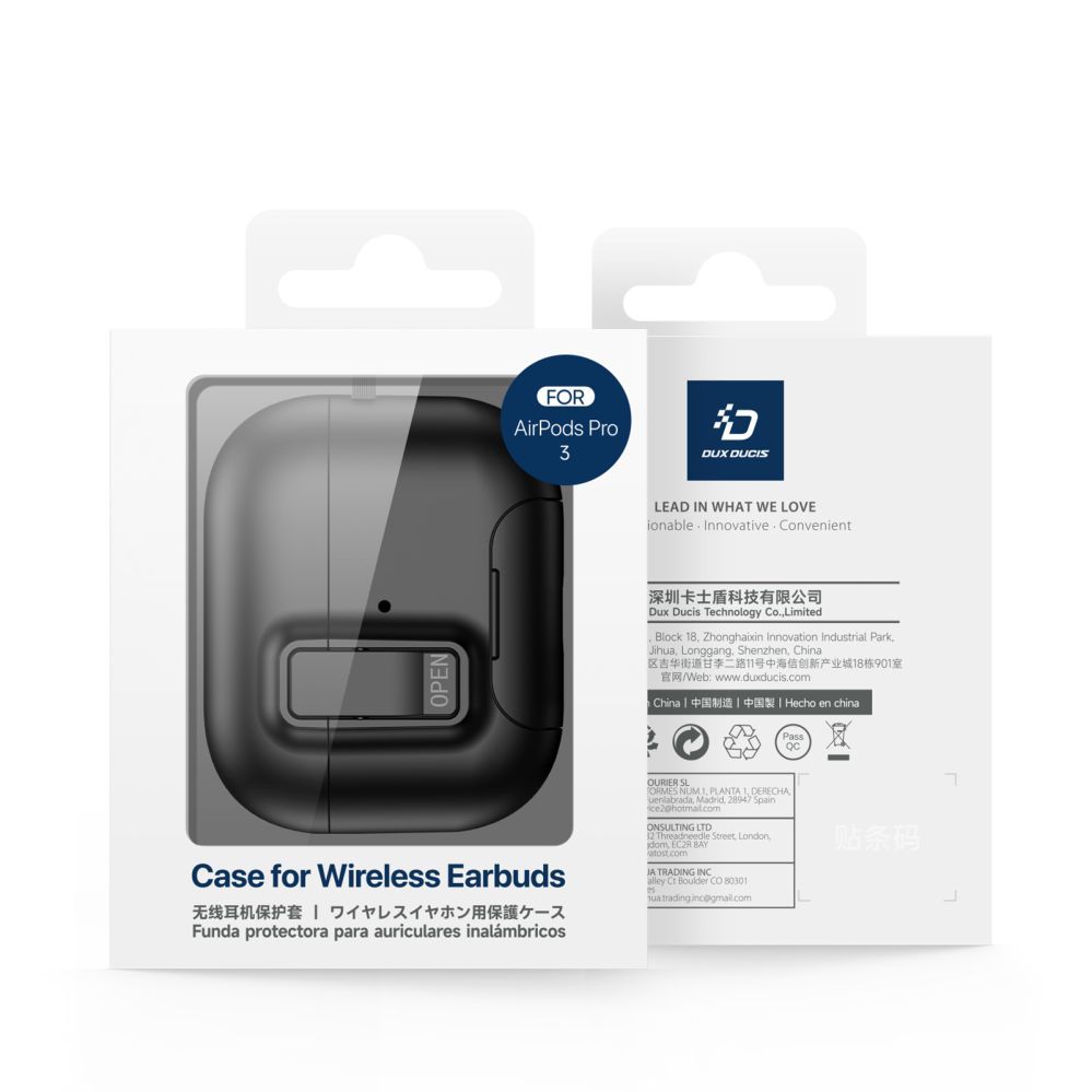 Maciņš austiņām Dux Ducis Apple AirPods Pro 3 PECQ Series PC+TPU Cover with Hook Black