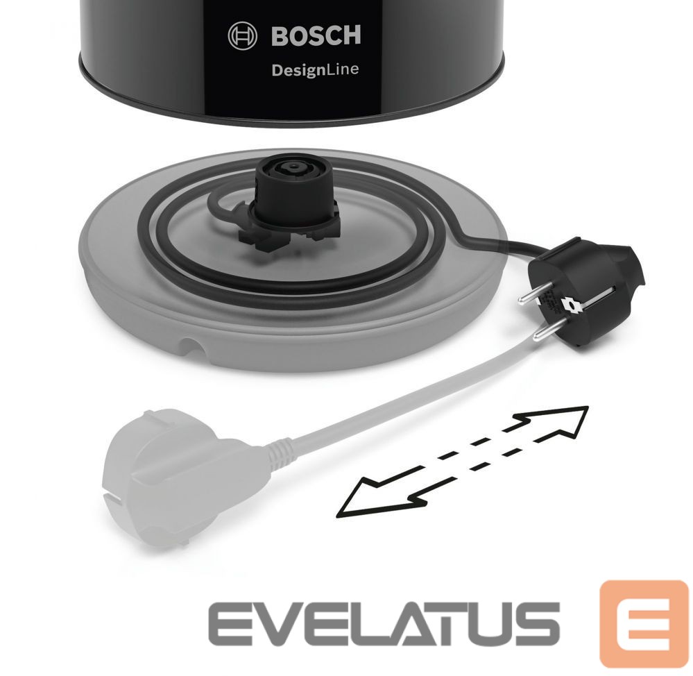 Teapot Bosch | Kettle | DesignLine TWK3P423 | Electric | 2400 W | 1.7 L | Stainless steel | 360° rotational base | Jet black polished