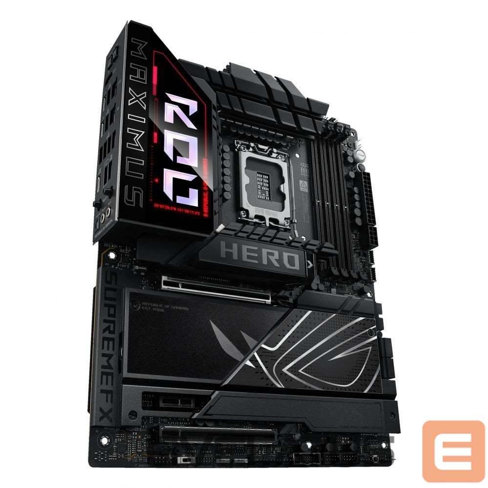 Intel protsessori emaplaat Asus ROG MAXIMUS Z890 HERO | Processor family Intel | Processor socket LGA1851 | DDR5 | Supported hard disk drive interfaces M.2, SATA | Number of SATA connectors 4