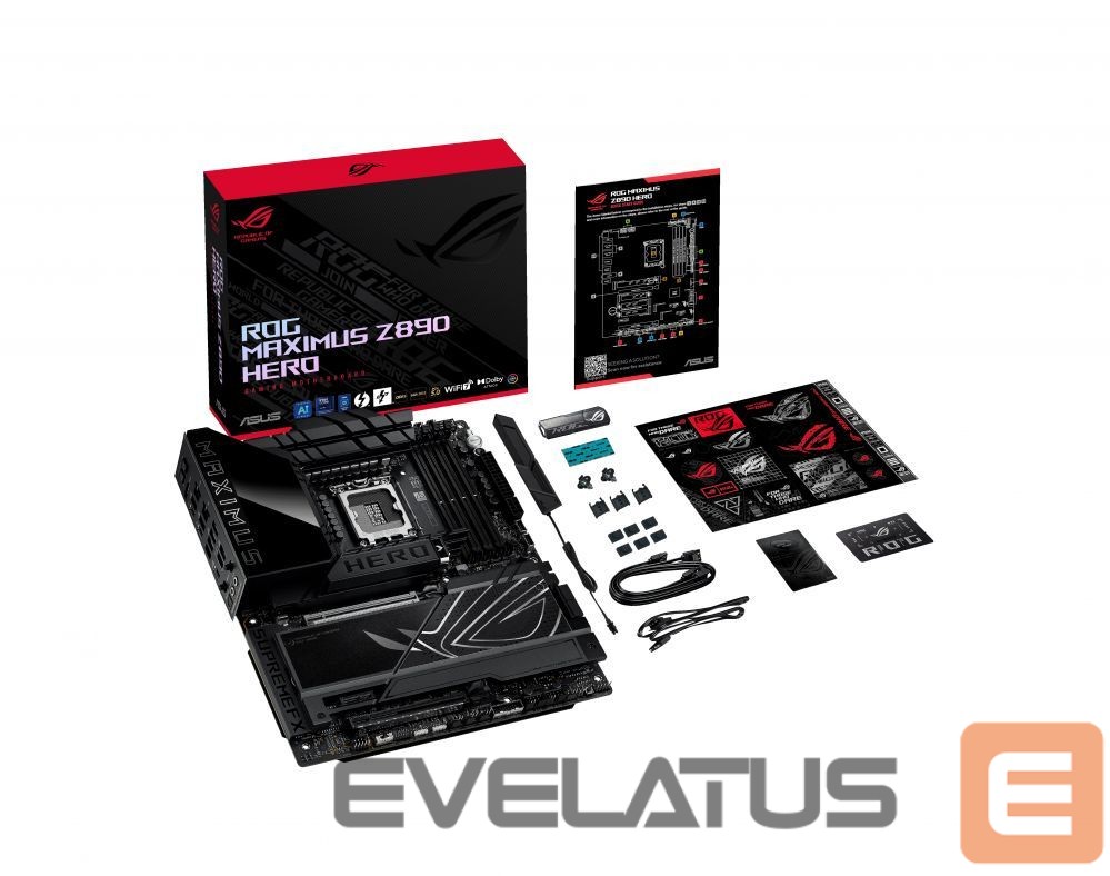 Intel protsessori emaplaat Asus ROG MAXIMUS Z890 HERO | Processor family Intel | Processor socket LGA1851 | DDR5 | Supported hard disk drive interfaces M.2, SATA | Number of SATA connectors 4