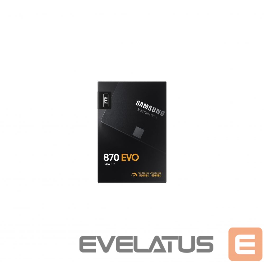 Kõvaketas SSD Samsung SSD 870 EVO 2000 GB, SSD form factor 2.5", SSD interface SATA III, Write speed 530 MB/s, Read speed 560 MB/s