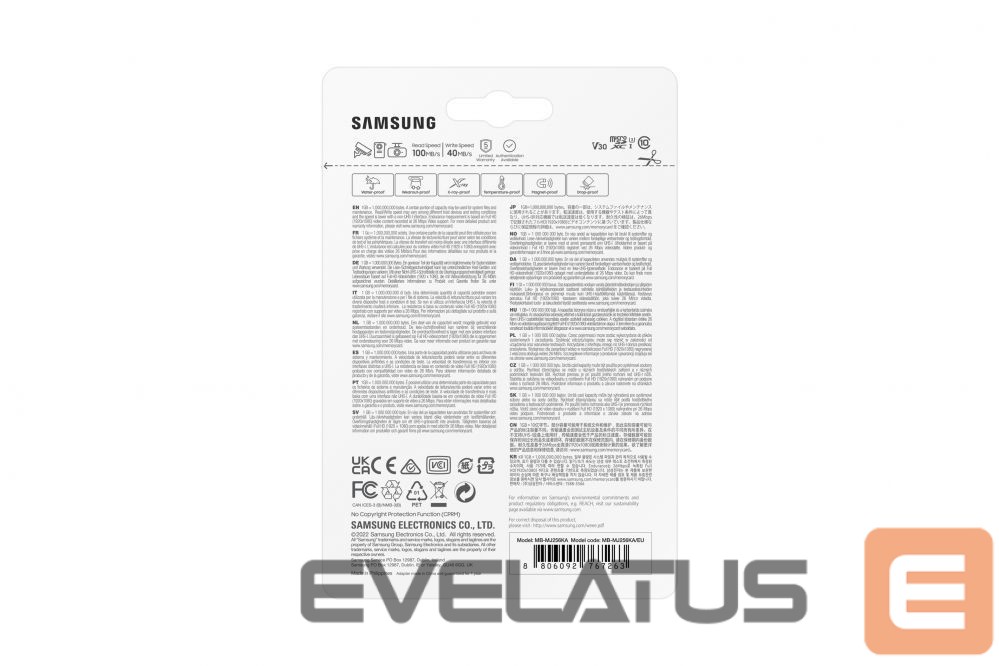 Mälukaardid Samsung PRO Endurance MB-MJ256KA/EU 256 GB, MicroSD Memory Card, Flash memory class U3, V30, Class 10, SD adapter