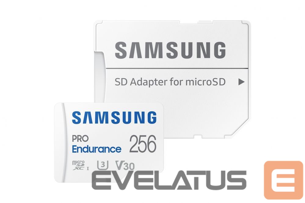 Mälukaardid Samsung PRO Endurance MB-MJ256KA/EU 256 GB, MicroSD Memory Card, Flash memory class U3, V30, Class 10, SD adapter
