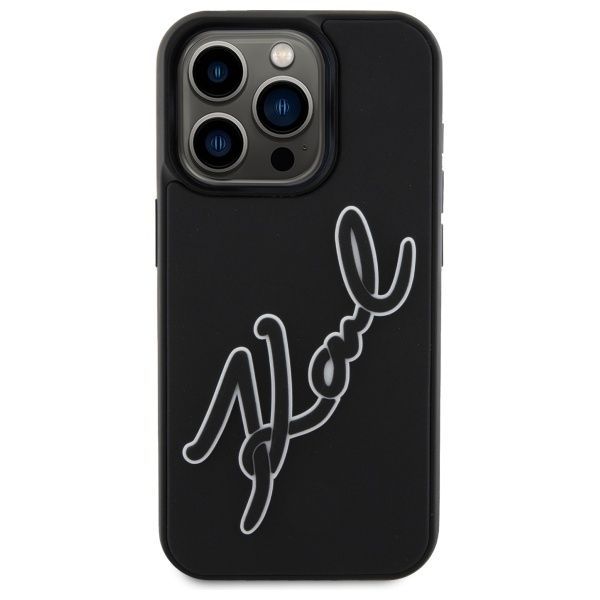 Kitos prekės Karl Lagerfeld Karl Lagerfeld 3D Rubber Signature Case for iPhone 15 Pro - Black