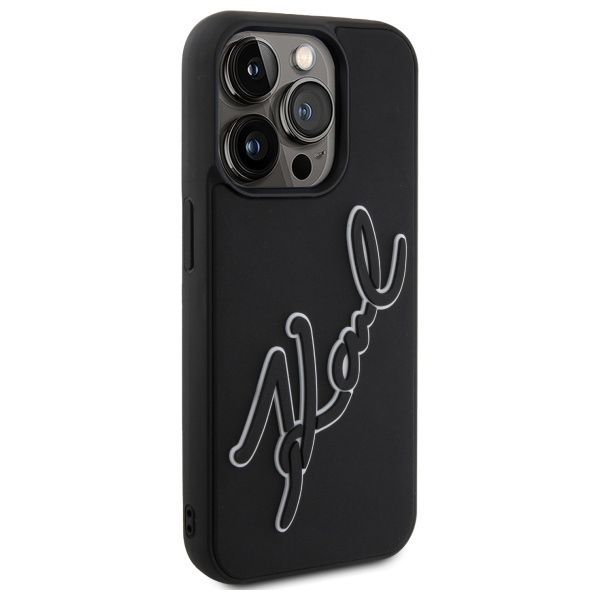 Kitos prekės Karl Lagerfeld Karl Lagerfeld 3D Rubber Signature Case for iPhone 15 Pro - Black