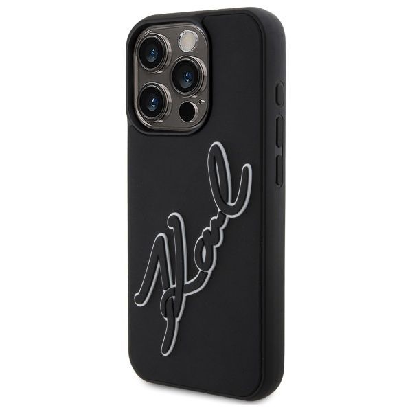 Kitos prekės Karl Lagerfeld Karl Lagerfeld 3D Rubber Signature Case for iPhone 15 Pro - Black