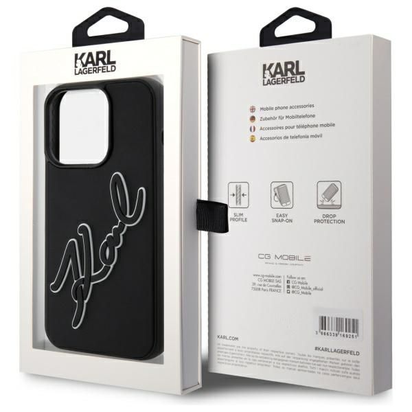 Kitos prekės Karl Lagerfeld Karl Lagerfeld 3D Rubber Signature Case for iPhone 15 Pro Max - Black