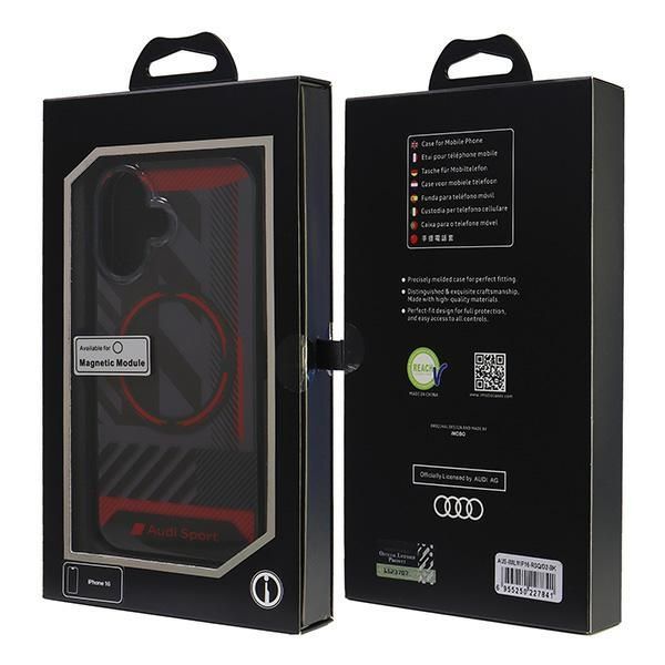 Citas preces Audi Audi IML Sport MagSafe iPhone 16 6.1" black/black hardcase AUS-IMLMIP16-RSQ/D2-BK