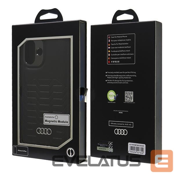 Citas preces Audi Audi Synthetic Leather MagSafe iPhone 16 Plus 6.7" black/black hardcase AU-TPUPCMIP16M-GT/D3-BK