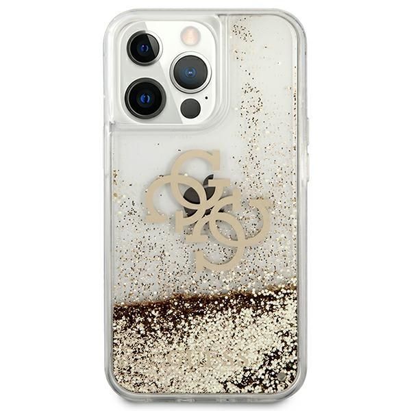 Citas preces Guess Guess 4G Big Liquid Glitter case for iPhone 13 Pro Max 6.7" - gold