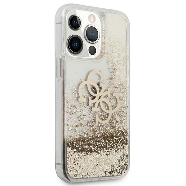 Citas preces Guess Guess 4G Big Liquid Glitter case for iPhone 13 Pro Max 6.7" - gold