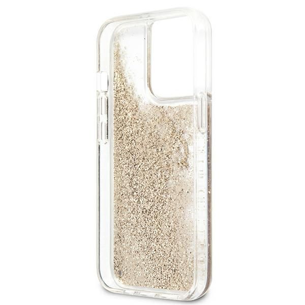 Citas preces Guess Guess 4G Big Liquid Glitter case for iPhone 13 Pro Max 6.7" - gold
