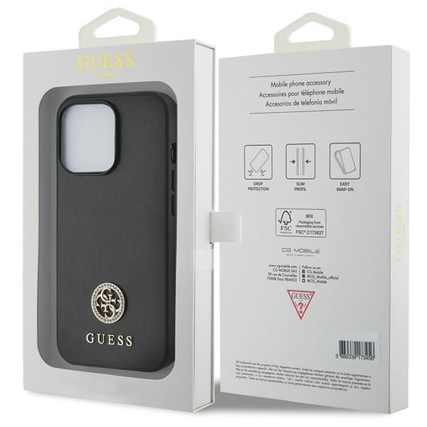 Citas preces Guess Guess GUHCP13XPS4DGPK iPhone 13 Pro Max 6.7" black/black hardcase Strass Metal Logo