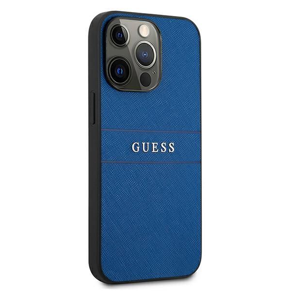 Citas preces Guess Guess Saffiano Strap Case for iPhone 13 Pro Max 6.7" - Blue