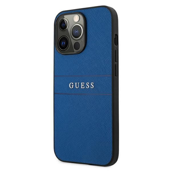 Citas preces Guess Guess Saffiano Strap Case for iPhone 13 Pro Max 6.7" - Blue