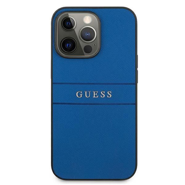 Citas preces Guess Guess Saffiano Strap Case for iPhone 13 Pro Max 6.7" - Blue