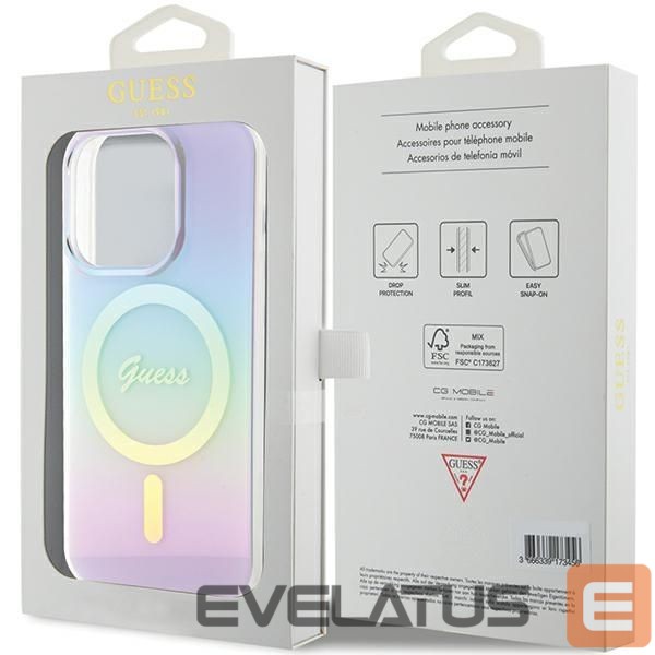 Citas preces Guess Guess GUHMP15XHITSU iPhone 15 Pro Max 6.7" purple/purple hardcase IML Iridescent MagSafe