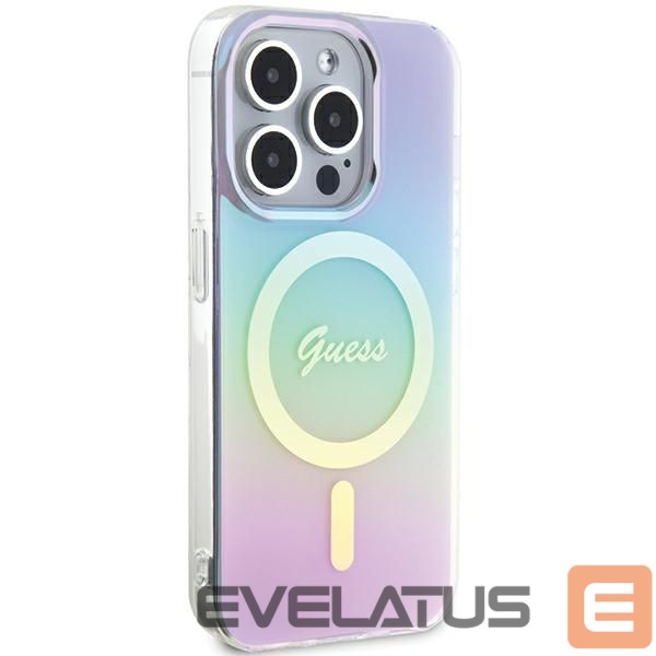 Citas preces Guess Guess GUHMP15XHITSU iPhone 15 Pro Max 6.7" purple/purple hardcase IML Iridescent MagSafe