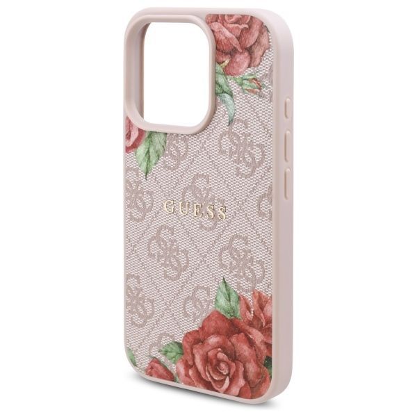 Citas preces Guess Guess GUHMP16LP4ROPEMCP iPhone 16 Pro 6.3" pink/pink hardcase 4G Flowers Print MagSafe