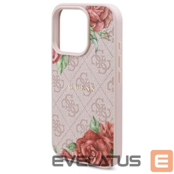 Citas preces Guess Guess GUHMP16LP4ROPEMCP iPhone 16 Pro 6.3" pink/pink hardcase 4G Flowers Print MagSafe