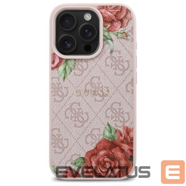 Citas preces Guess Guess GUHMP16LP4ROPEMCP iPhone 16 Pro 6.3" pink/pink hardcase 4G Flowers Print MagSafe