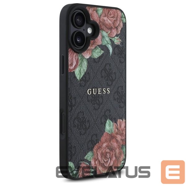Citas preces Guess Guess GUHMP16SP4ROPEMCK iPhone 16 6.1" black/black hardcase 4G Flowers Print MagSafe