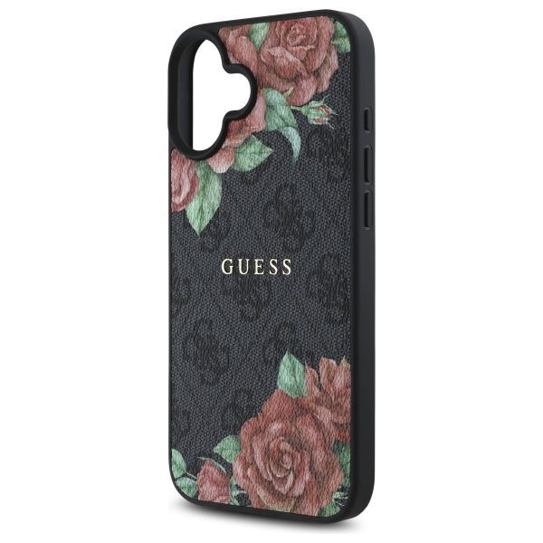 Citas preces Guess Guess GUHMP16SP4ROPEMCK iPhone 16 6.1" black/black hardcase 4G Flowers Print MagSafe