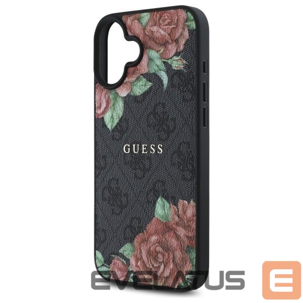 Citas preces Guess Guess GUHMP16SP4ROPEMCK iPhone 16 6.1" black/black hardcase 4G Flowers Print MagSafe