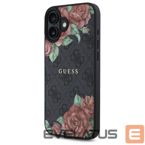 Citas preces Guess Guess GUHMP16SP4ROPEMCK iPhone 16 6.1" black/black hardcase 4G Flowers Print MagSafe