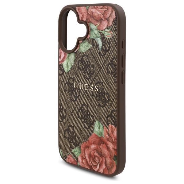 Citas preces Guess Guess GUHMP16SP4ROPEMCW iPhone 16 6.1" brown/brown hardcase 4G Flowers Print MagSafe