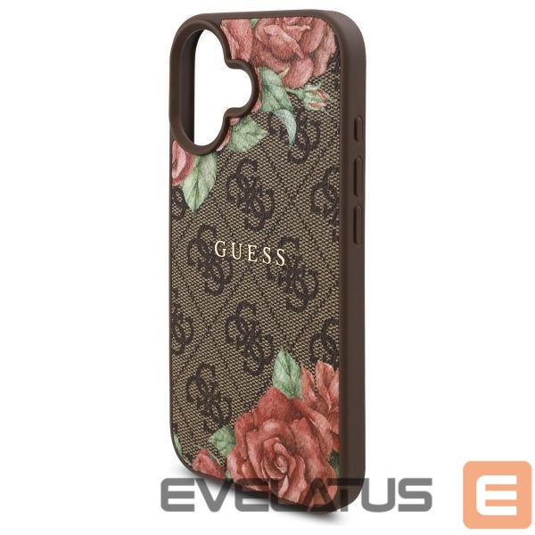 Citas preces Guess Guess GUHMP16SP4ROPEMCW iPhone 16 6.1" brown/brown hardcase 4G Flowers Print MagSafe