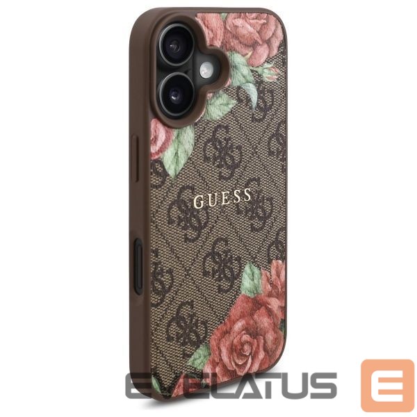 Citas preces Guess Guess GUHMP16SP4ROPEMCW iPhone 16 6.1" brown/brown hardcase 4G Flowers Print MagSafe