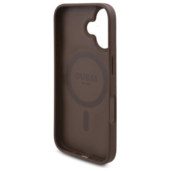Citas preces Guess Guess GUHMP16SP4ROPEMCW iPhone 16 6.1" brown/brown hardcase 4G Flowers Print MagSafe