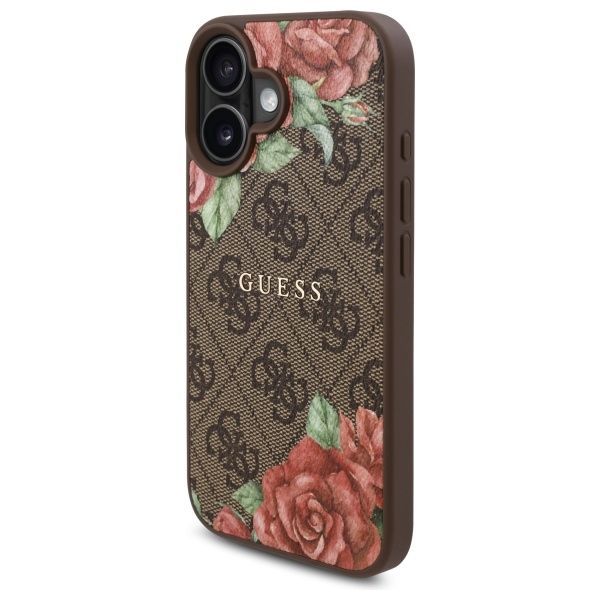 Citas preces Guess Guess GUHMP16SP4ROPEMCW iPhone 16 6.1" brown/brown hardcase 4G Flowers Print MagSafe