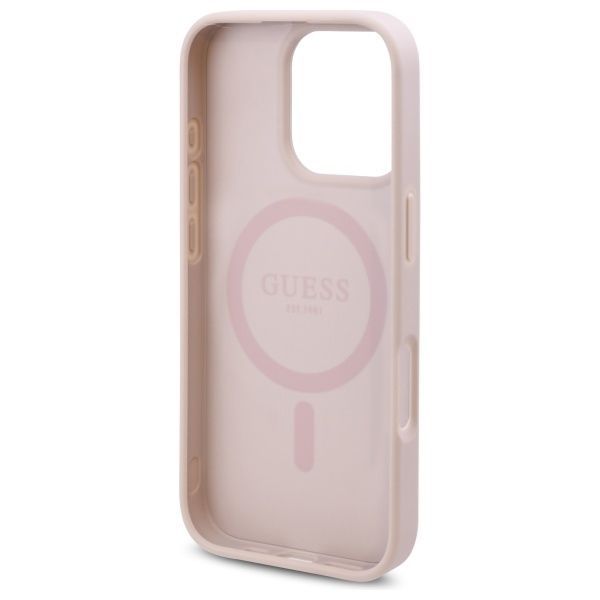 Citas preces Guess Guess GUHMP16XP4ROPEMCP iPhone 16 Pro Max 6.9" pink/pink hardcase 4G Flowers Print MagSafe